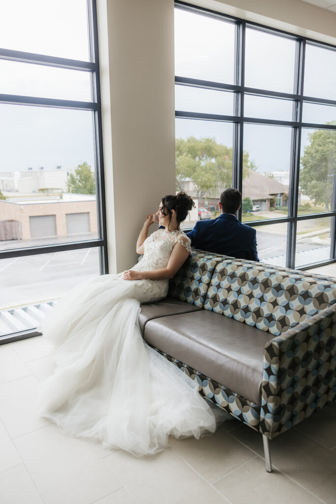 Bride and groom, praying together before the ceremony