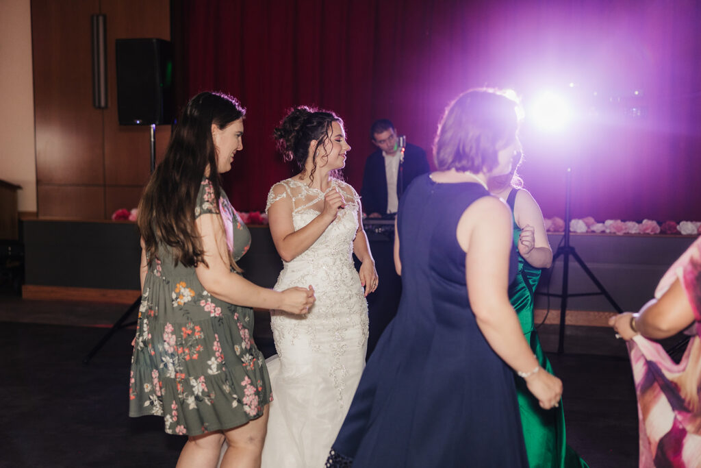 cute picture of the bride and her guests at the wedding reception